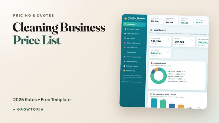 Cleaning Business Price List: 2026 Rates + Free Template