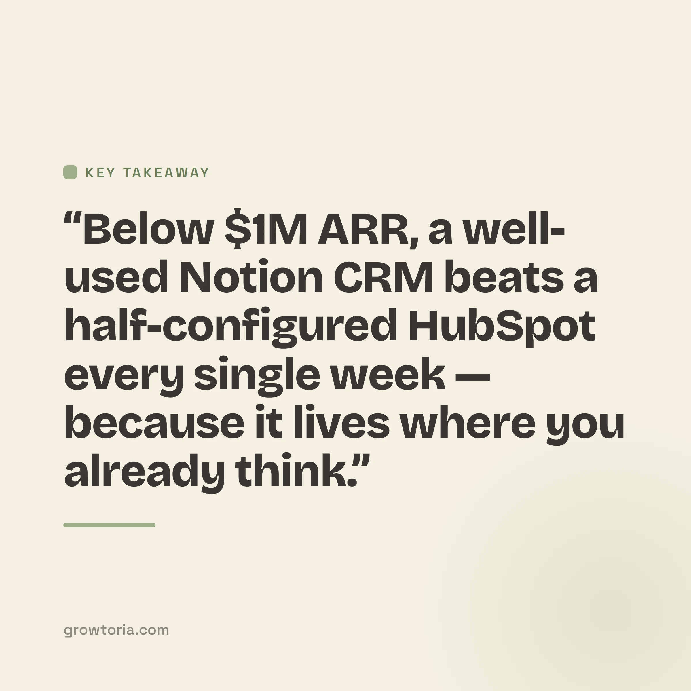 notion crm for founders - key takeaway