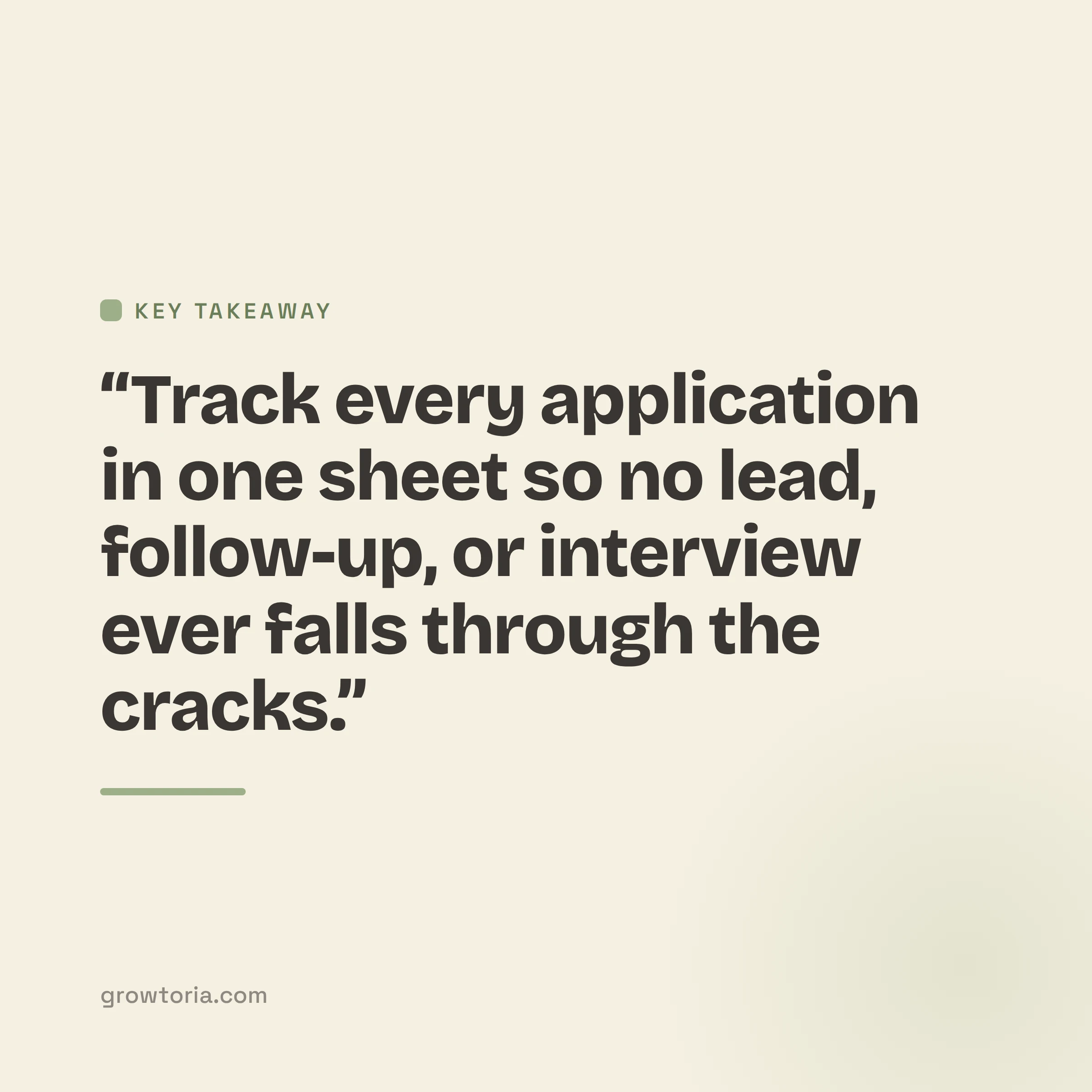 job application tracker spreadsheet - key takeaway