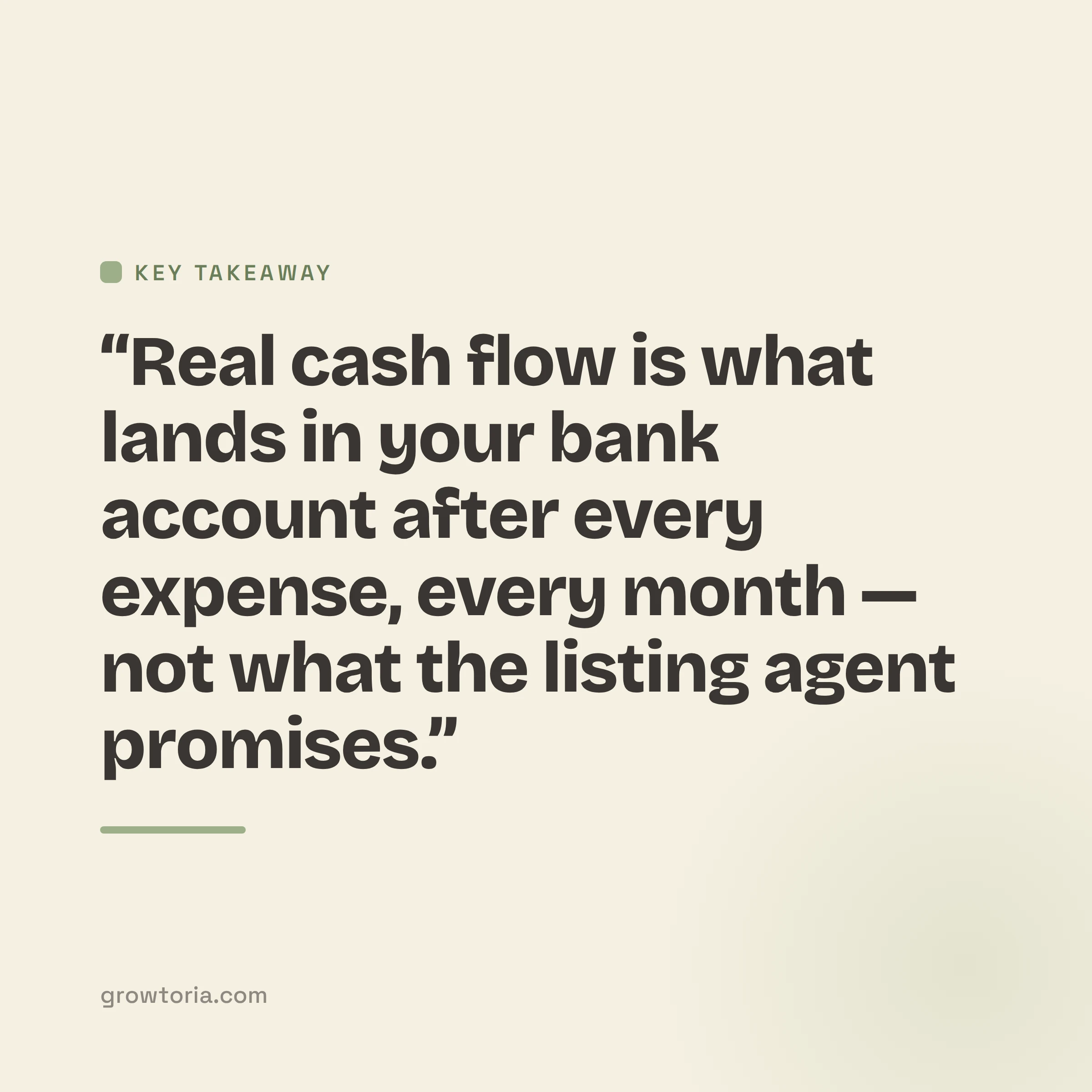 how to calculate rental property cash flow - key takeaway