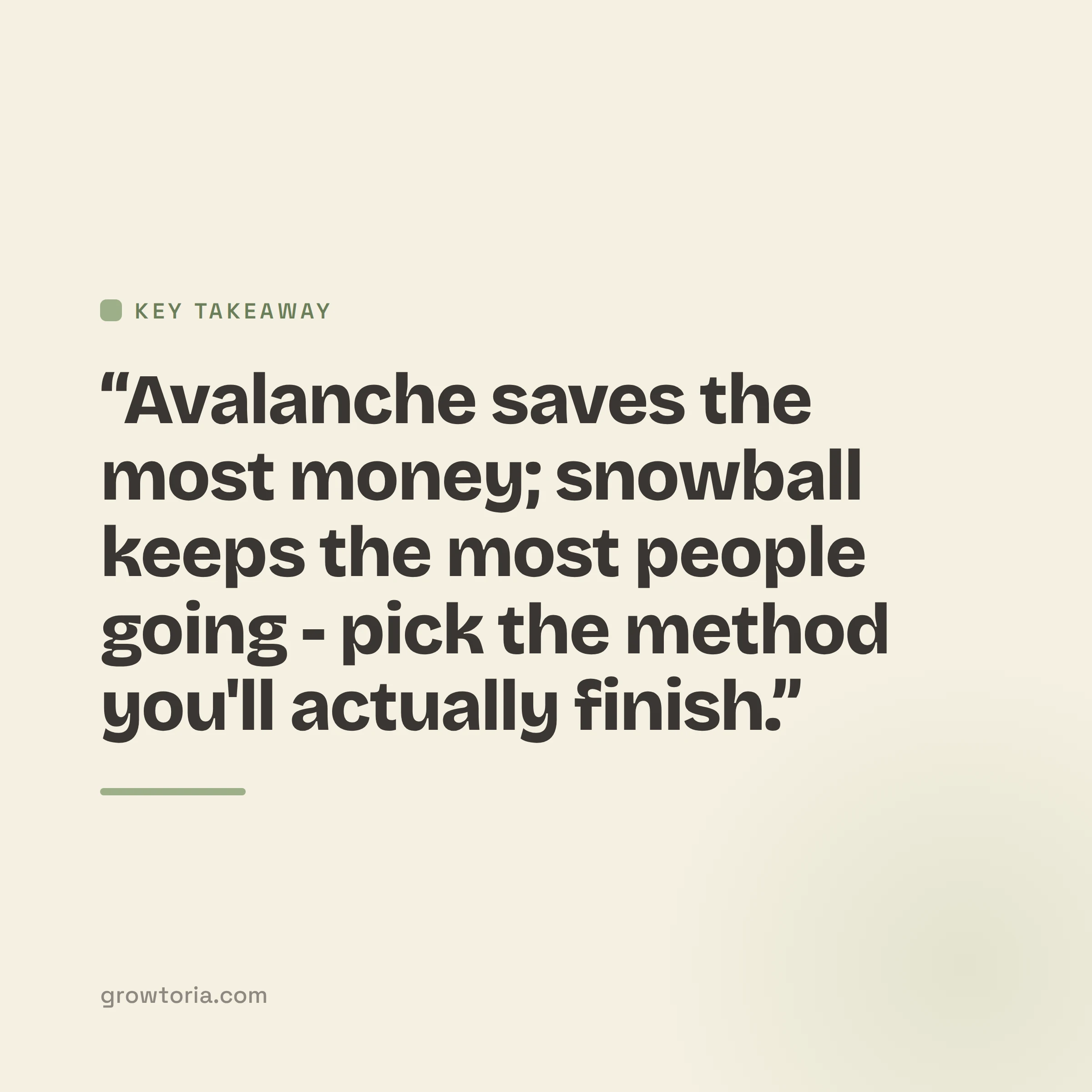 debt snowball vs avalanche - key takeaway
