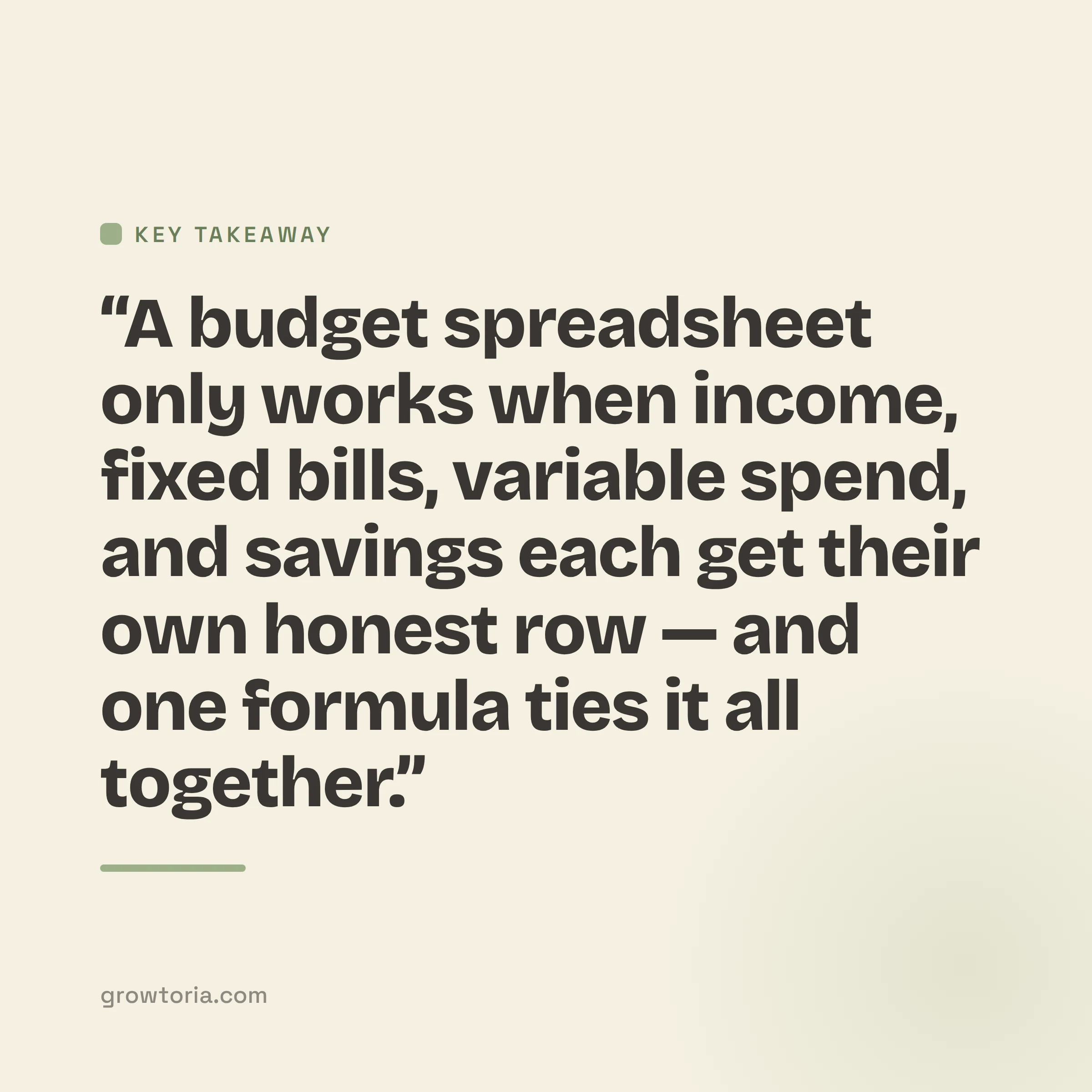 how to make a budget spreadsheet - key takeaway