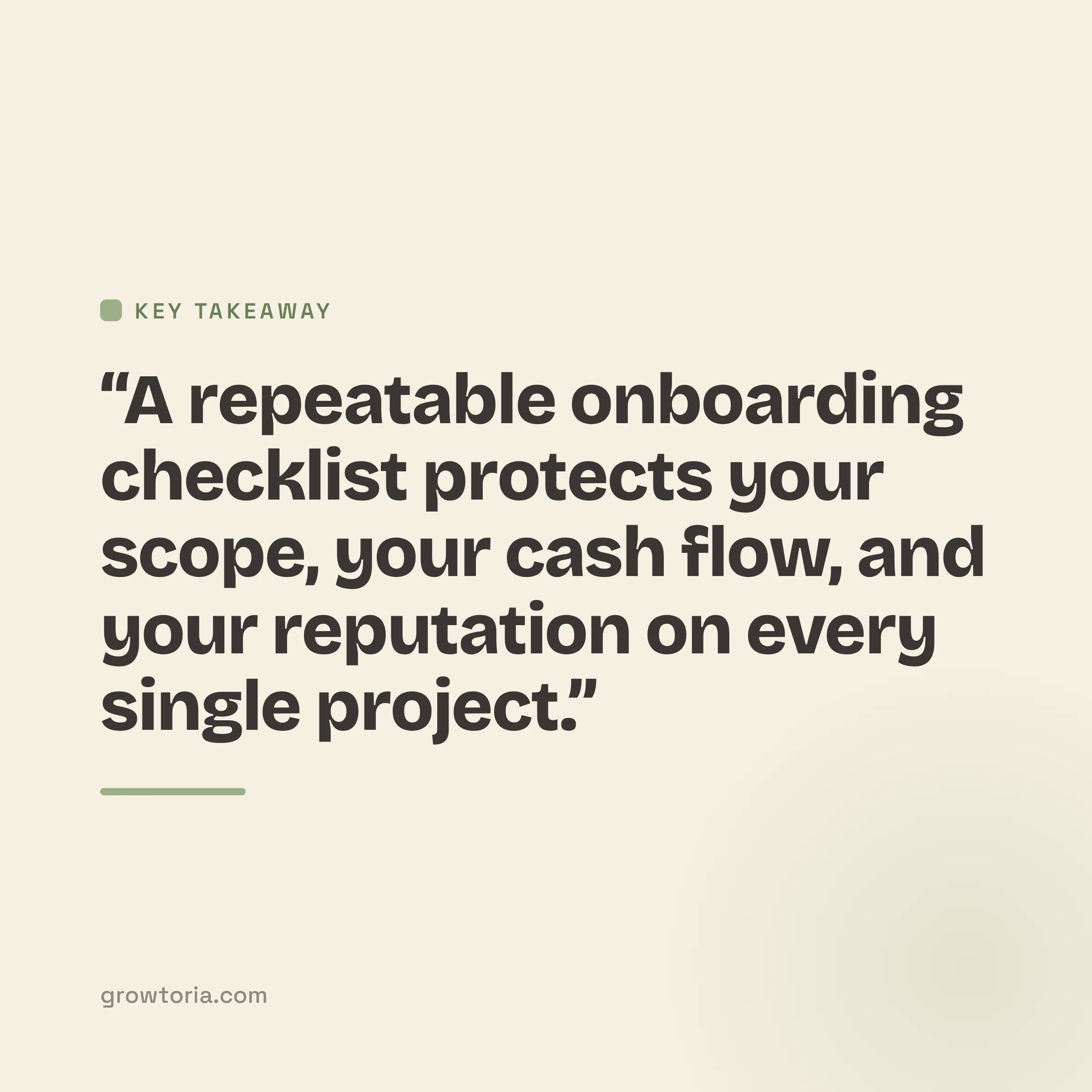 client onboarding checklist for freelancers - key takeaway
