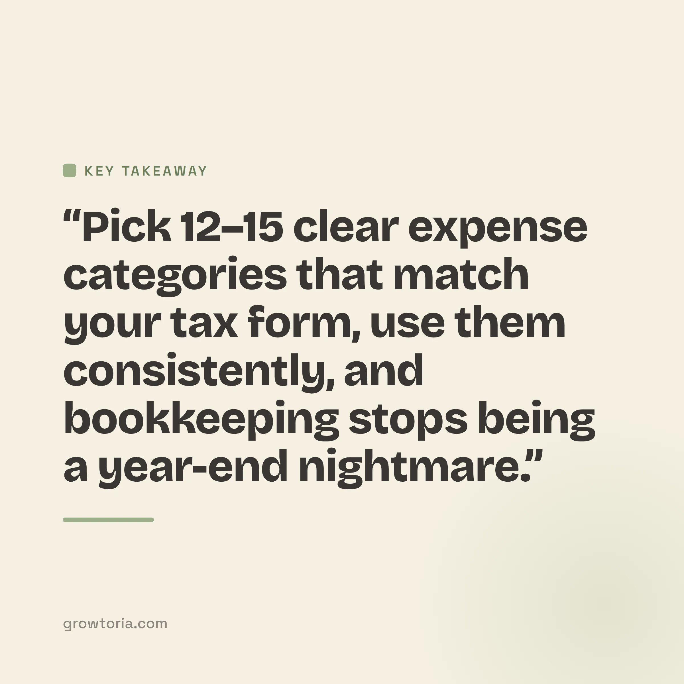 bookkeeping categories for small business - key takeaway