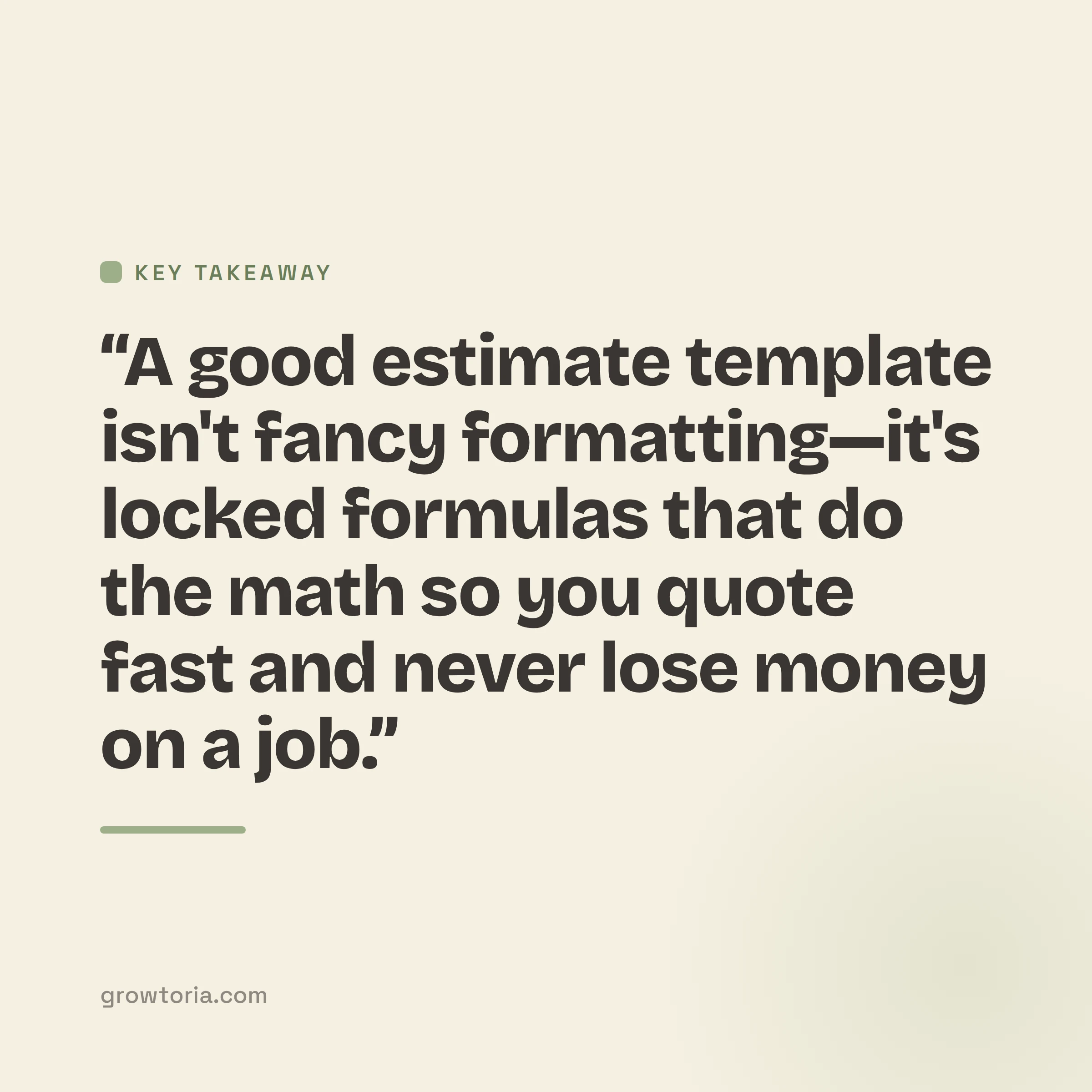 how to create an estimate template in excel - key takeaway