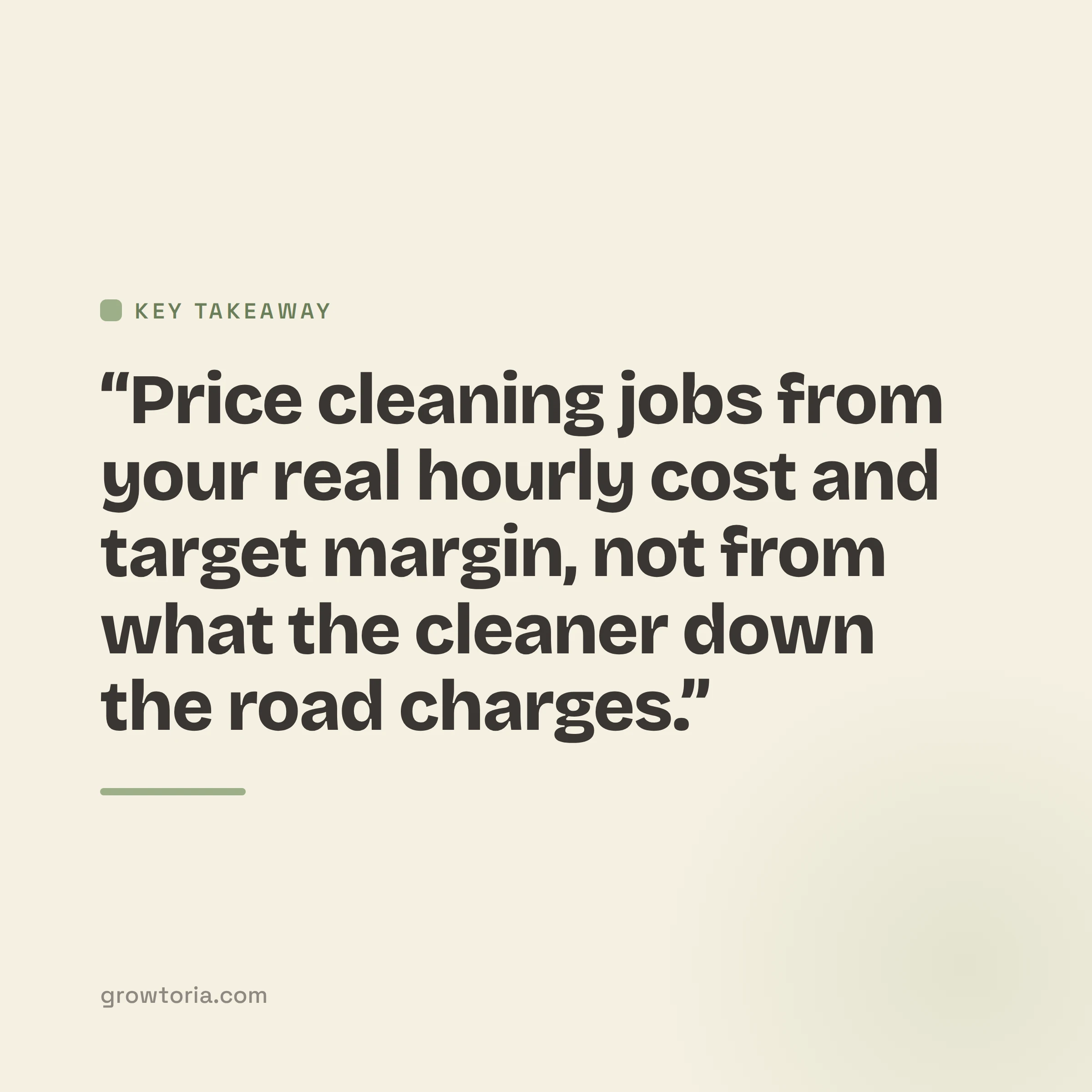 cleaning business price list - key takeaway