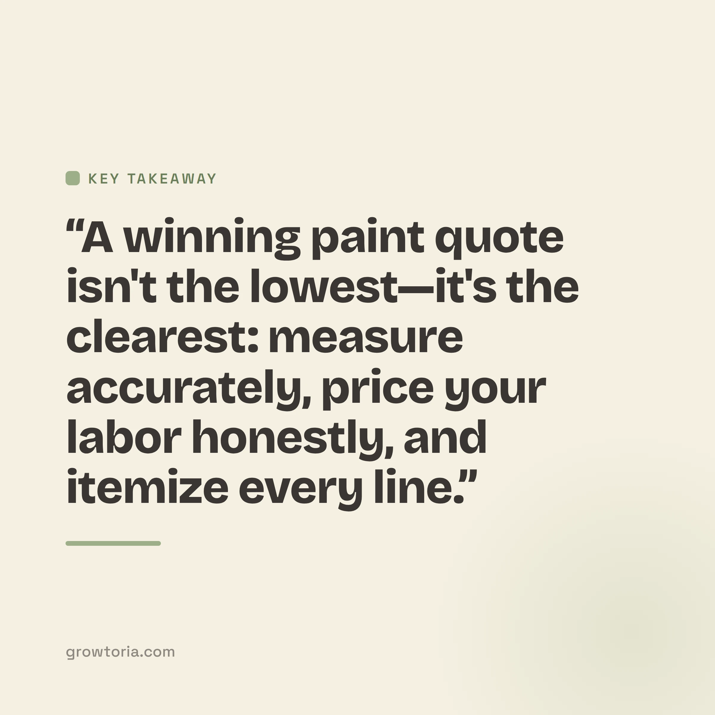 how to quote a painting job - key takeaway