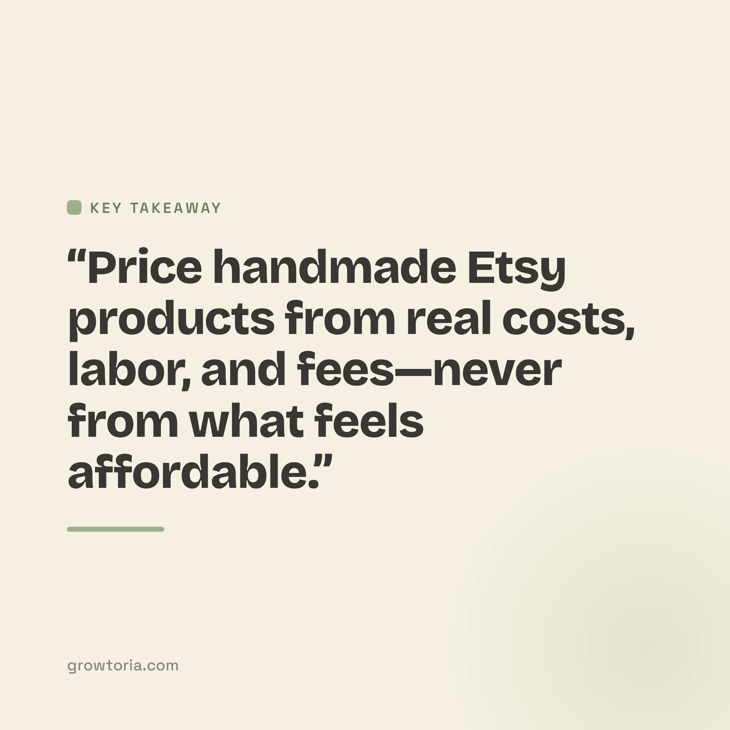 how to price handmade products for etsy - key takeaway