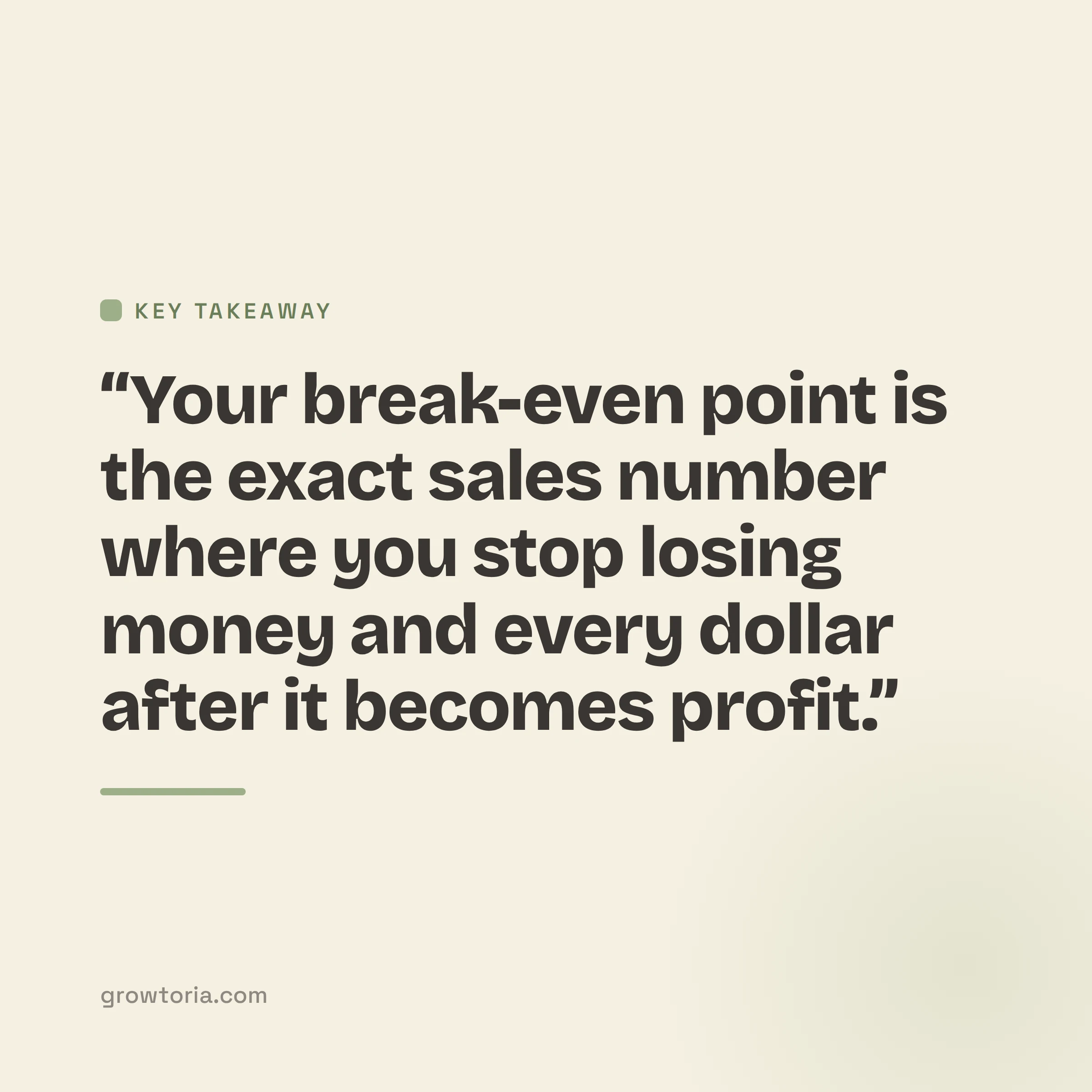 break even calculator for small business - key takeaway