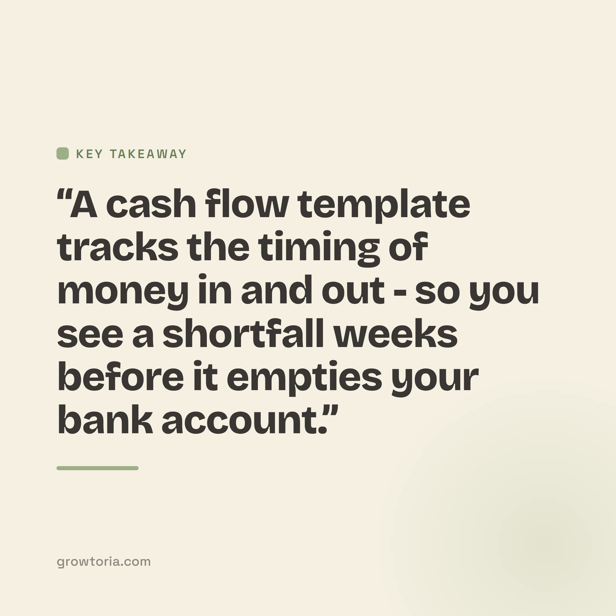 small business cash flow template - key takeaway