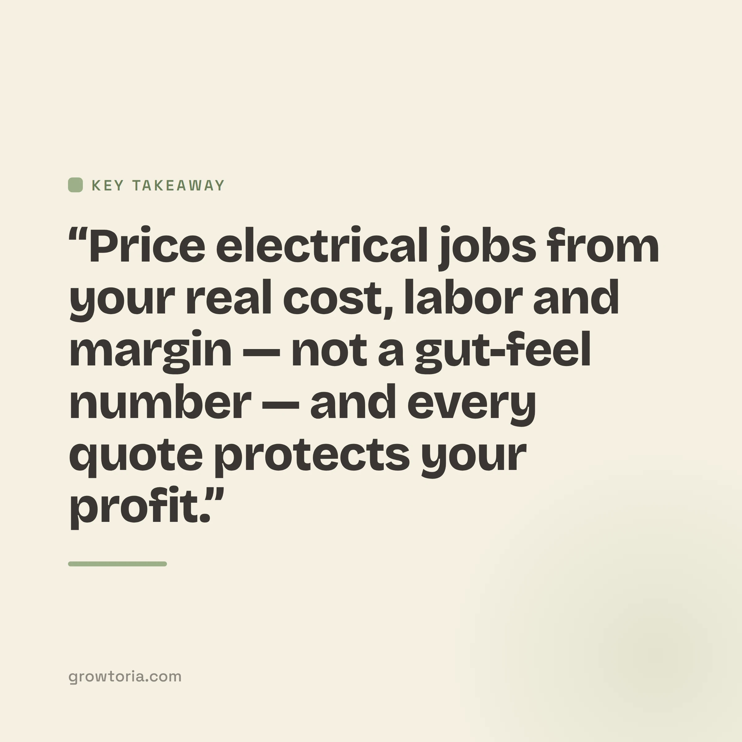 electrician pricing guide - key takeaway