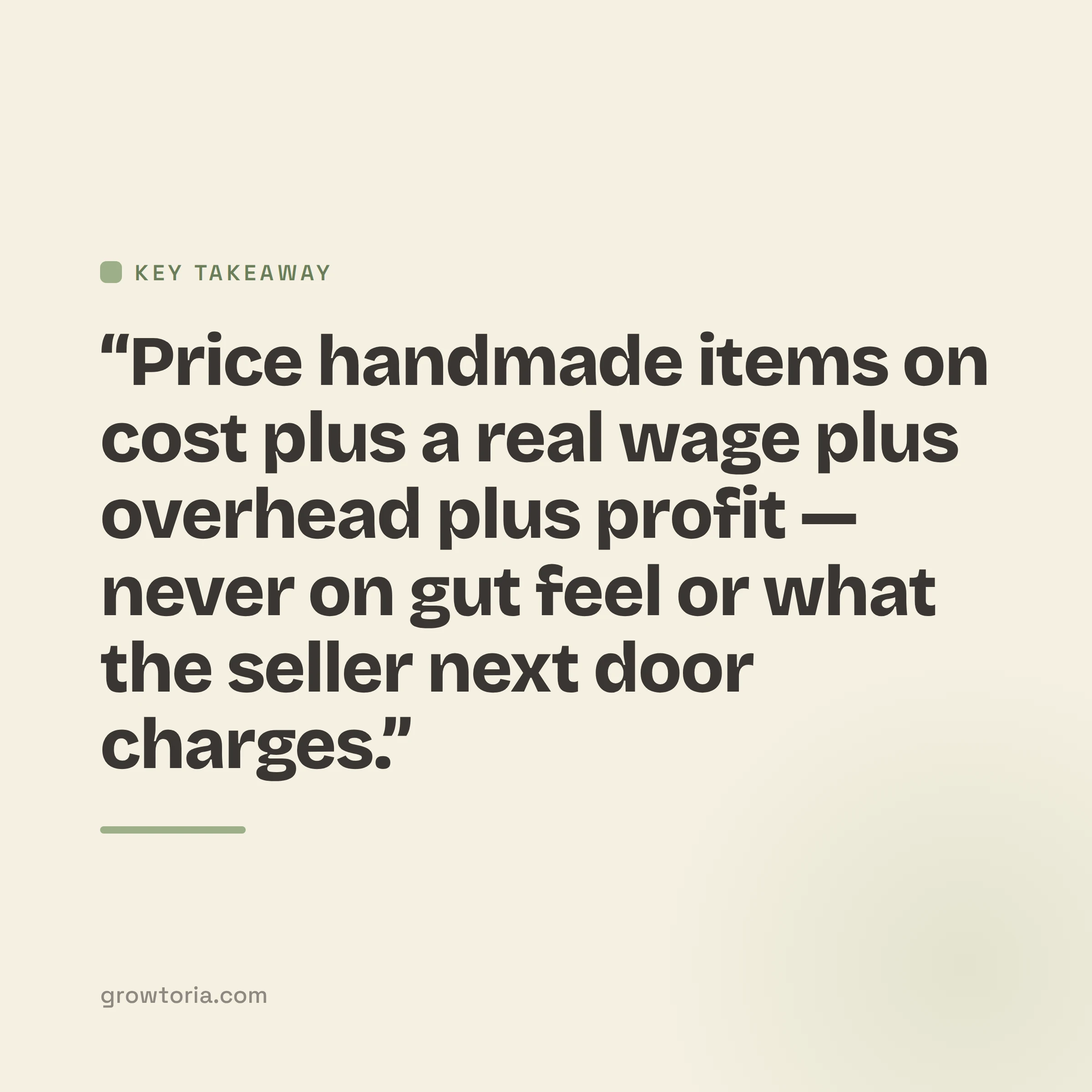 best way to price handmade items - key takeaway