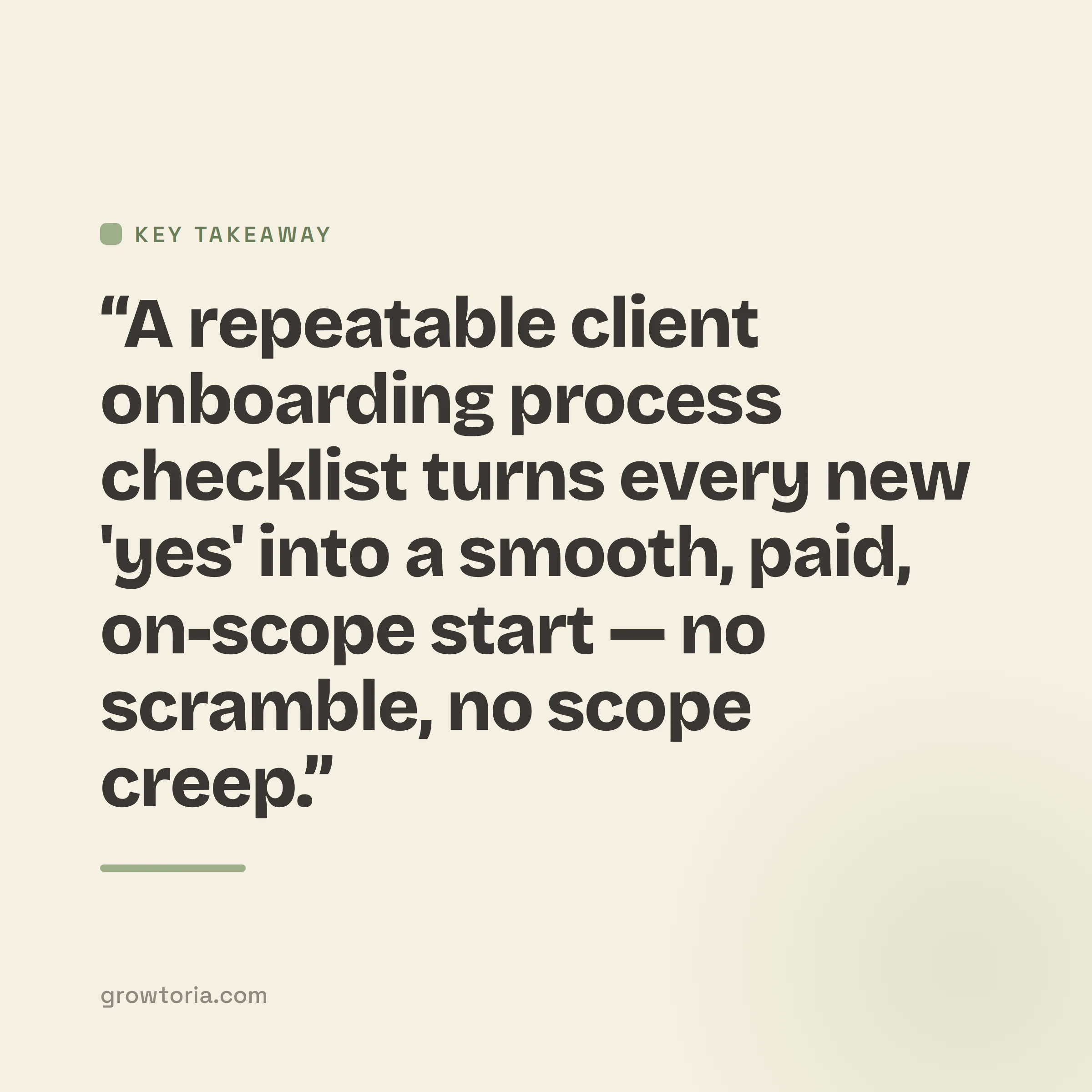 client onboarding process checklist - key takeaway