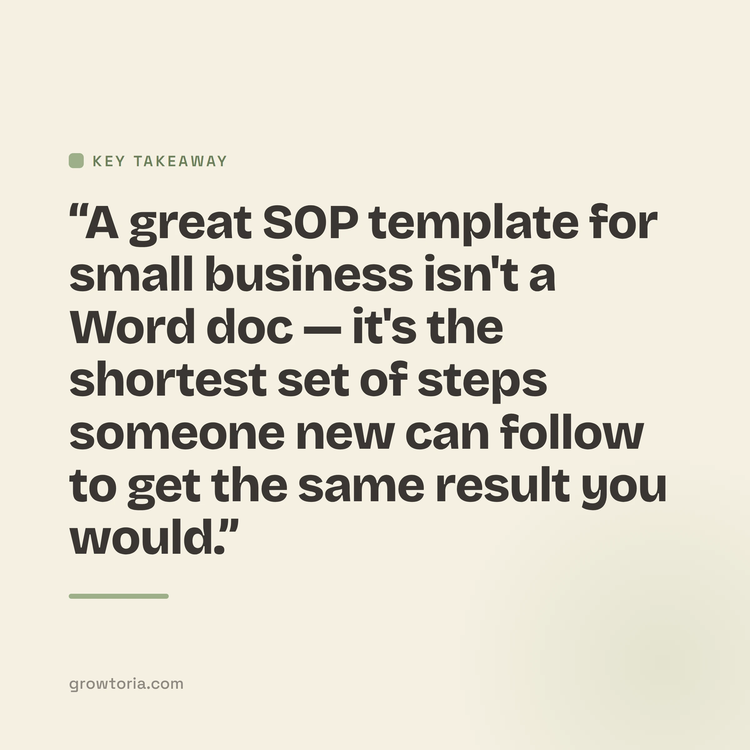 sop template for small business - key takeaway