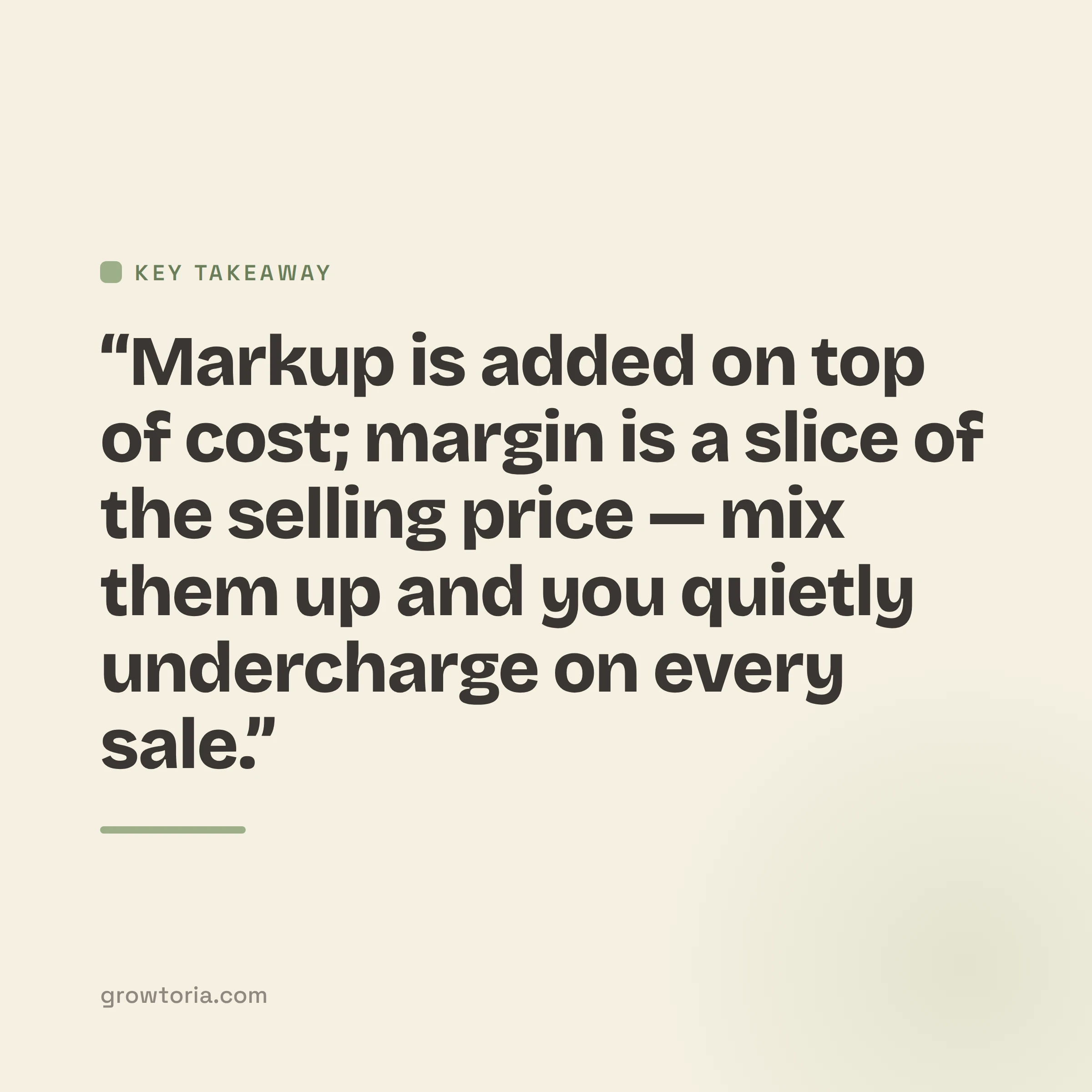 markup vs margin explained - key takeaway