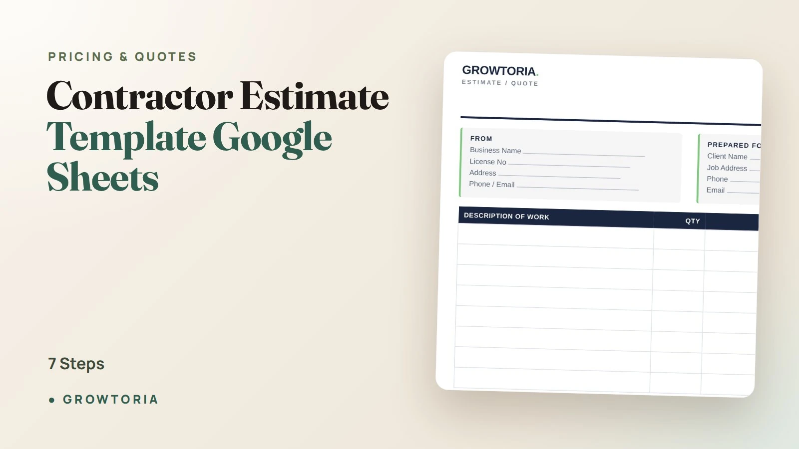 Contractor Estimate Template Google Sheets: 7 Steps