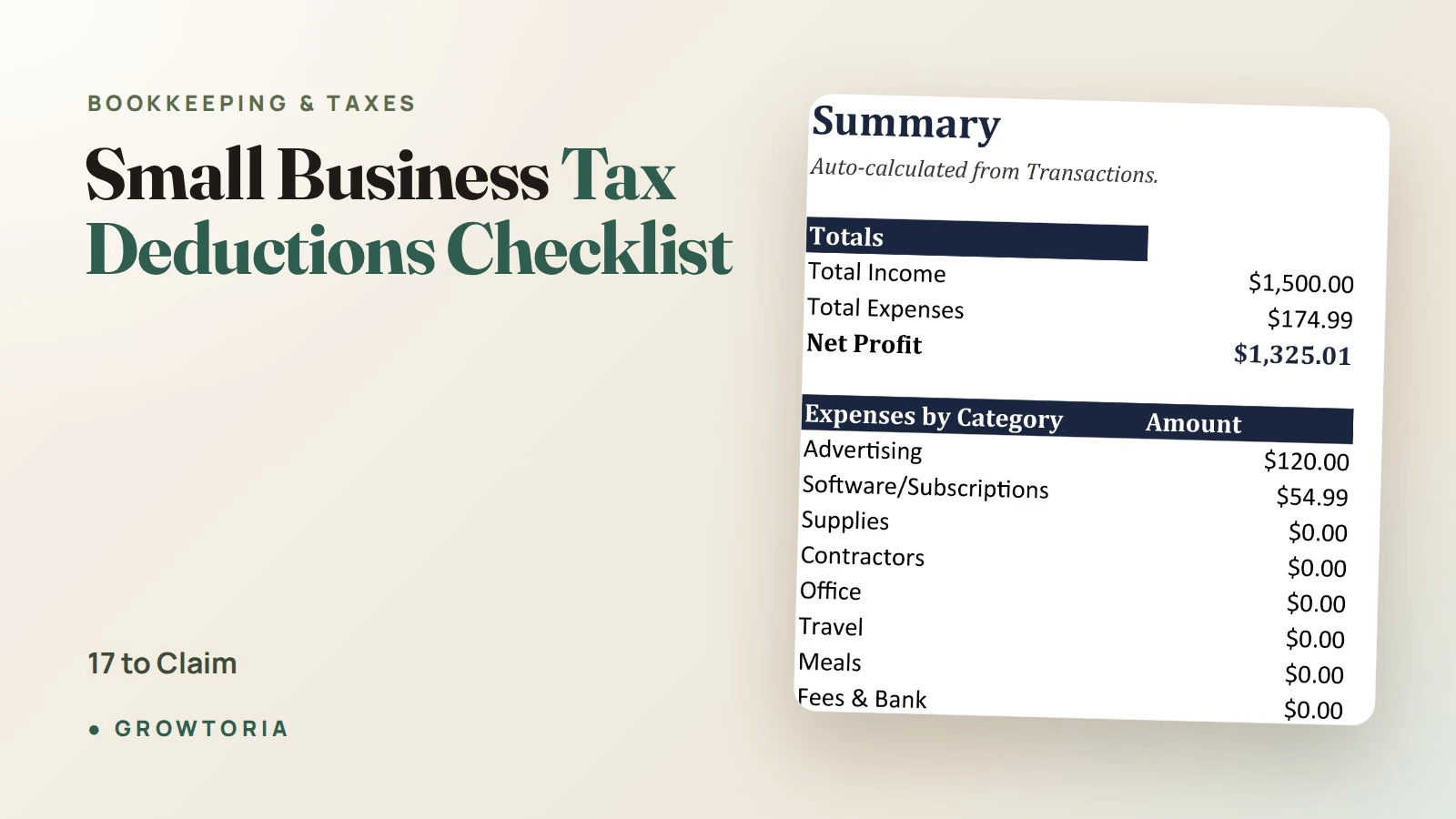 Small Business Tax Deductions Checklist: 17 to Claim