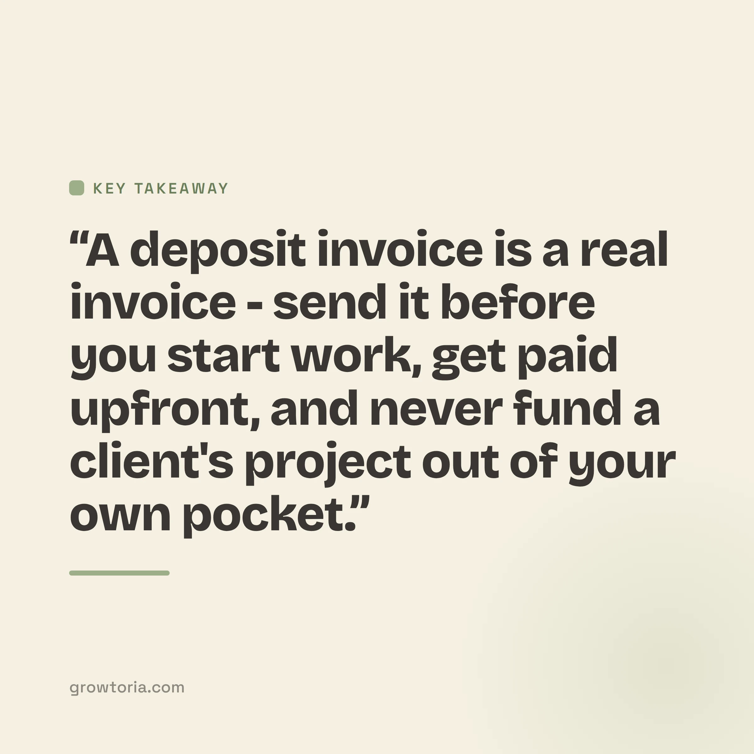 do you invoice for a deposit - key takeaway