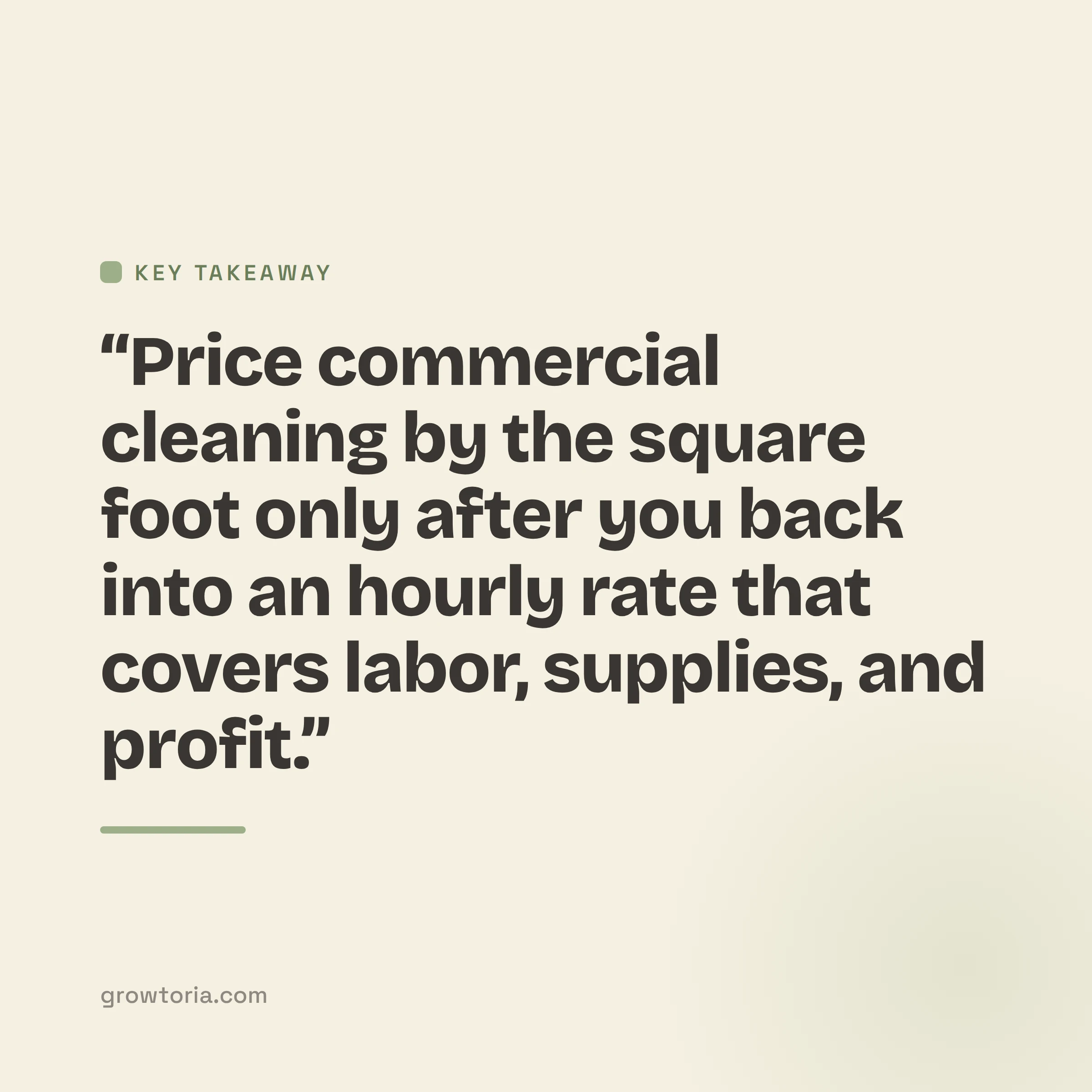 commercial cleaning rates per square foot calculator - key takeaway