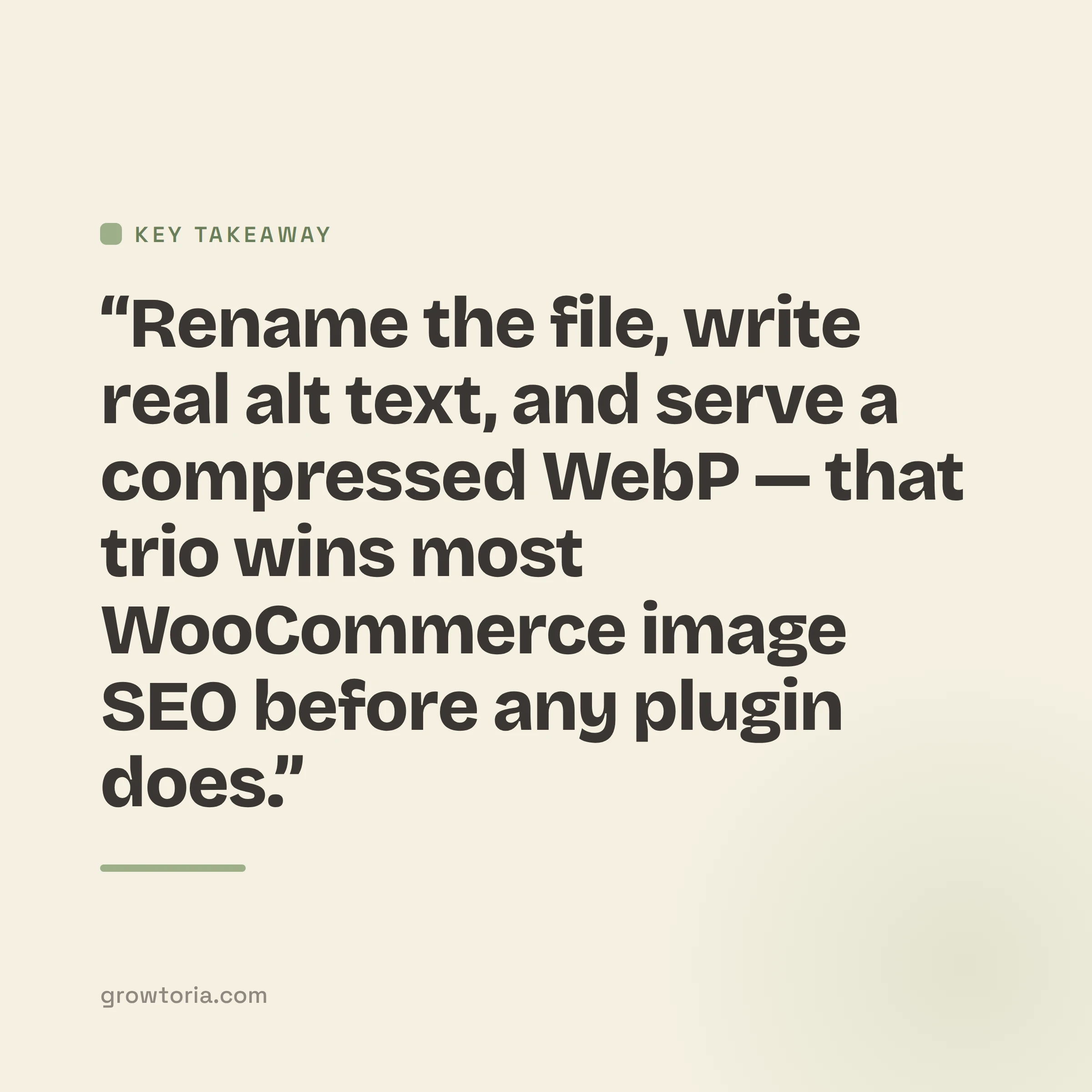 woocommerce image seo optimization - key takeaway