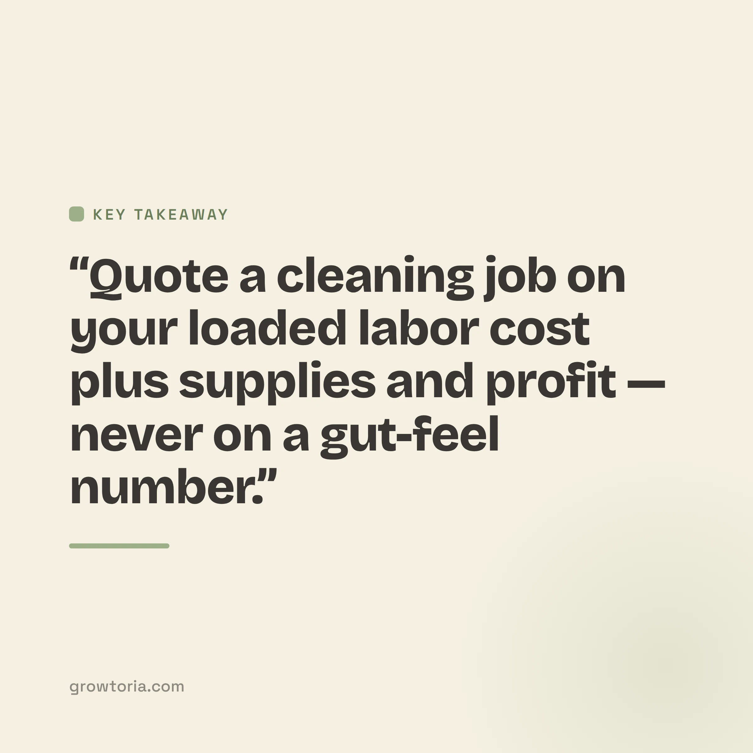 how to quote a house cleaning job - key takeaway