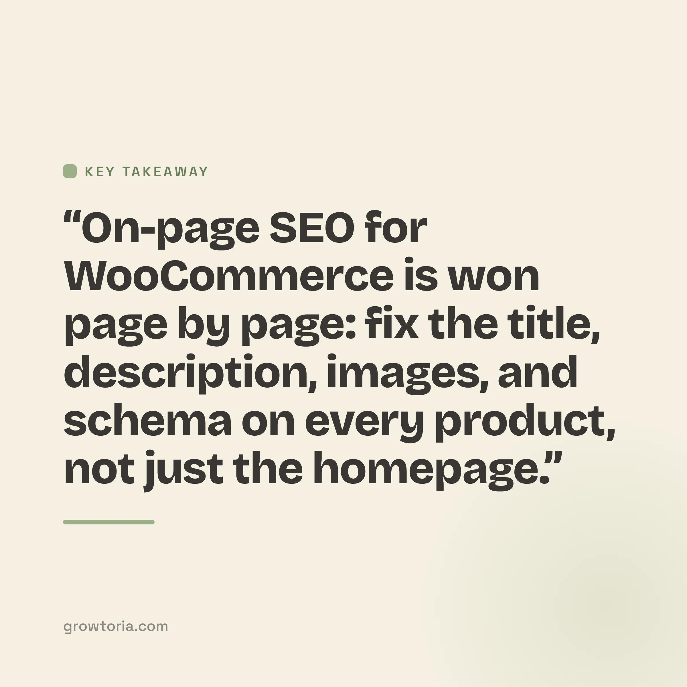 woocommerce on page seo checklist - key takeaway