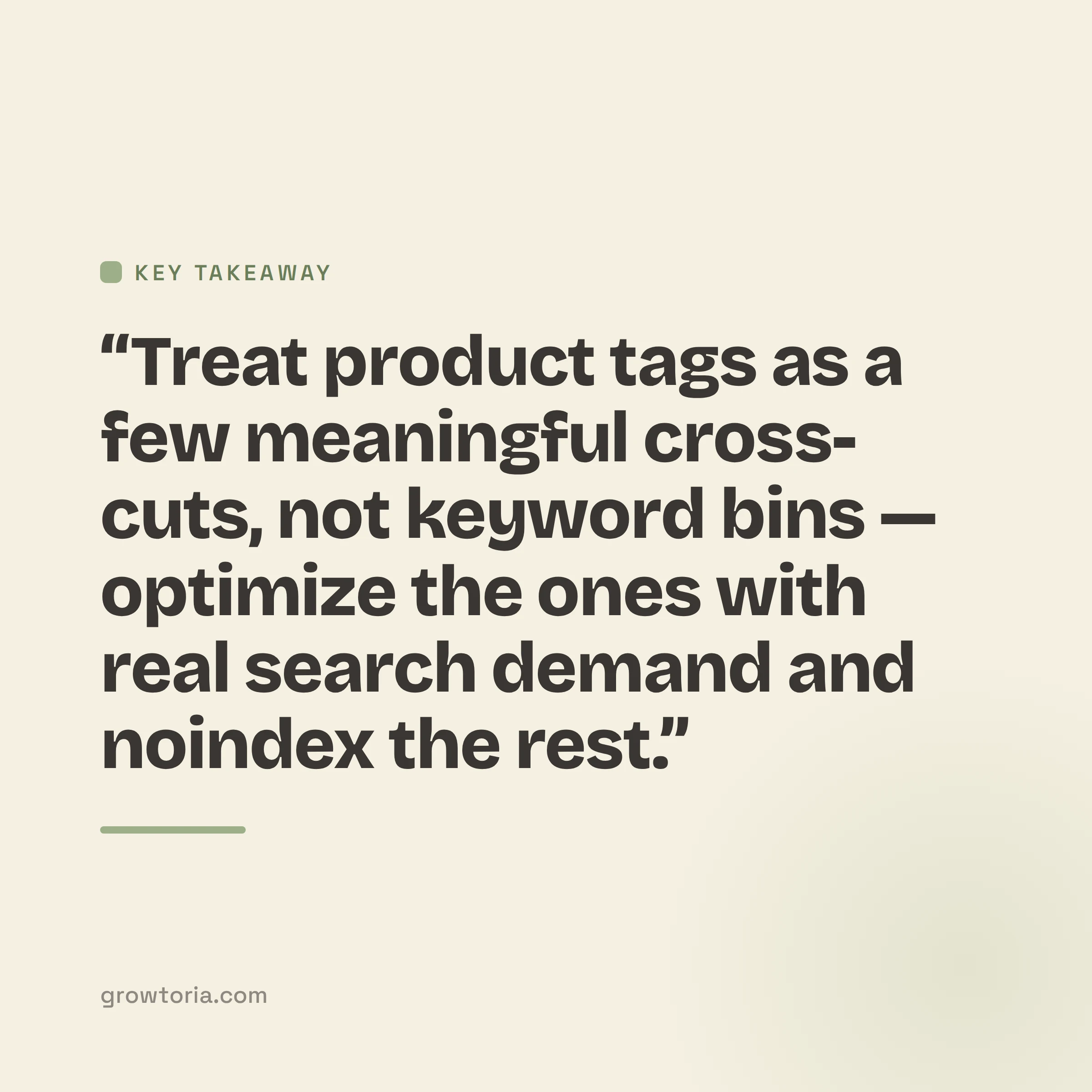 woocommerce product tags seo - key takeaway