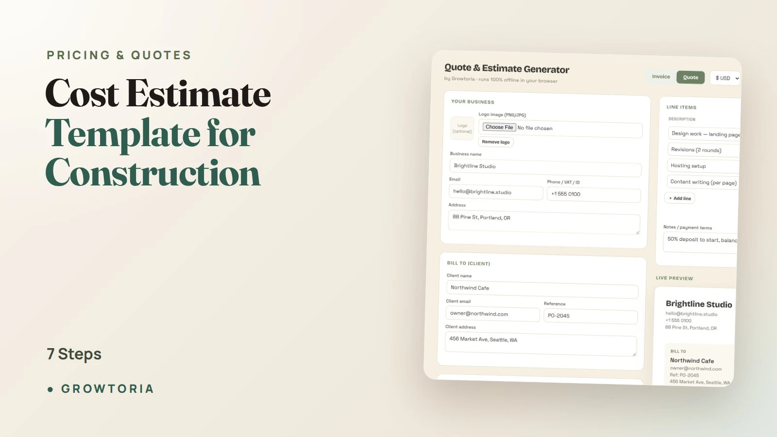 Cost Estimate Template for Construction: 7 Steps