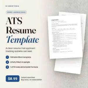 ATS Resume Template: the one-column template, ATS rules and filled sample resume pages