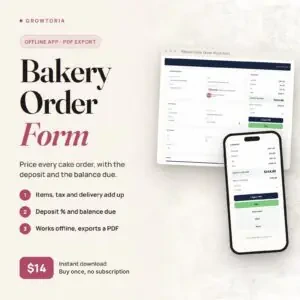 Bakery Cake Order Form App: the order form on desktop and the order summary on mobile