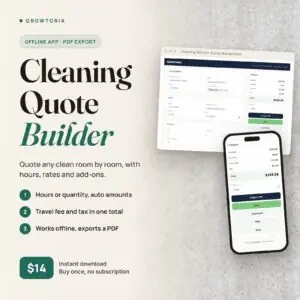 Cleaning Service Quote Builder: the quote on desktop and the total on mobile
