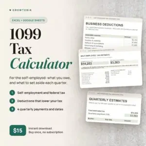 Self-Employed Tax Calculator: tax estimate dashboard, deductions and quarterly payments tabs