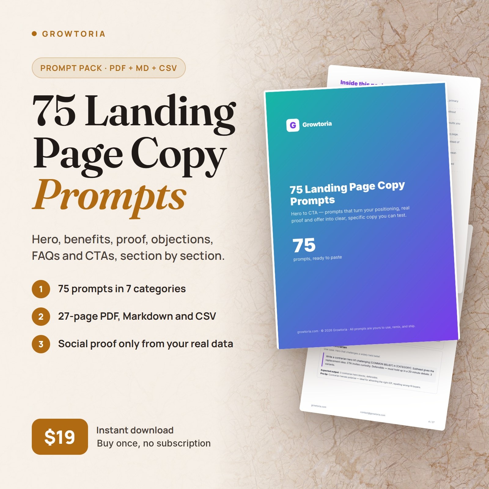 75 Landing Page Copy Prompts (Hero to CTA)