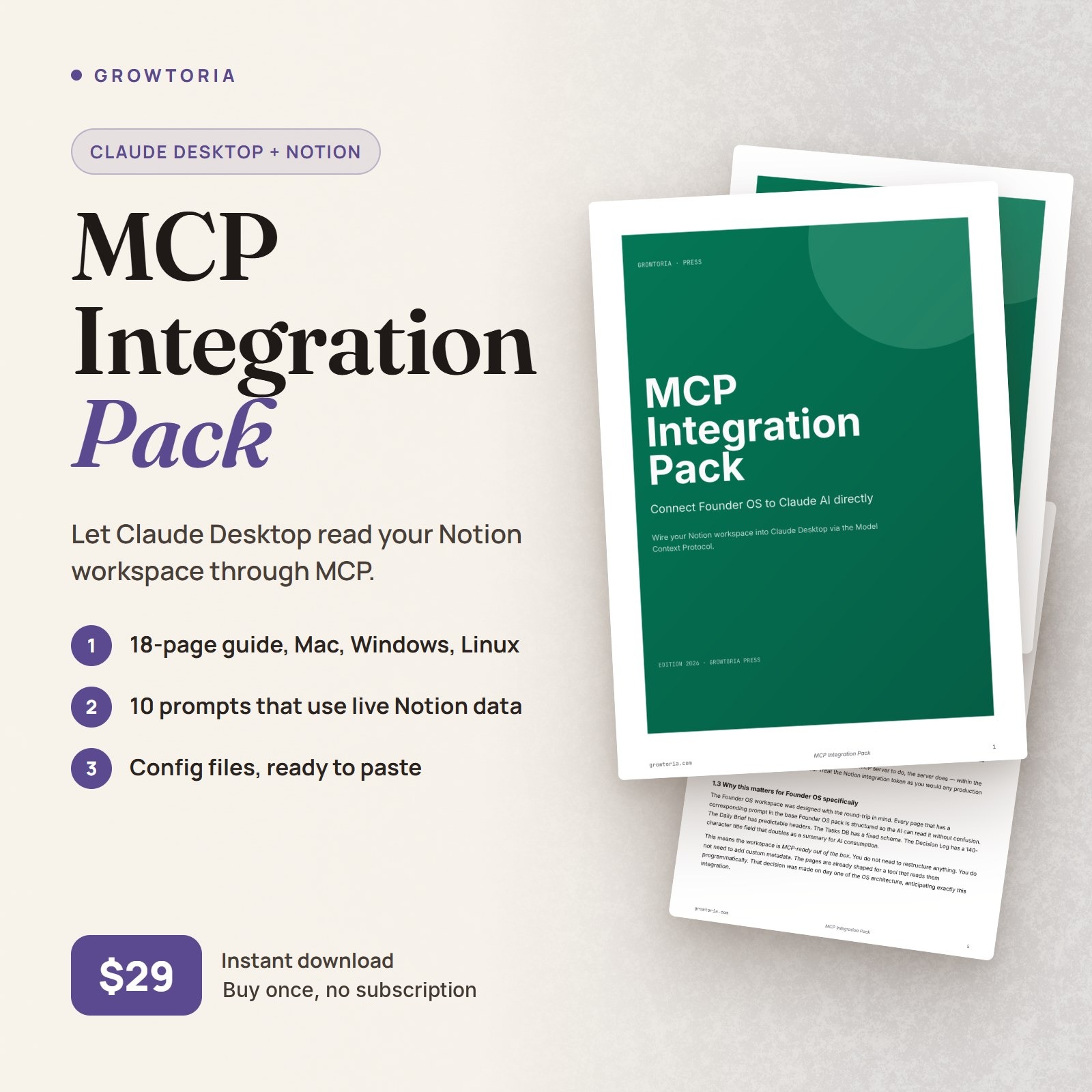 MCP Integration Pack โ Wire your AI assistant directly into Notion, Linear, Stripe and Gmail