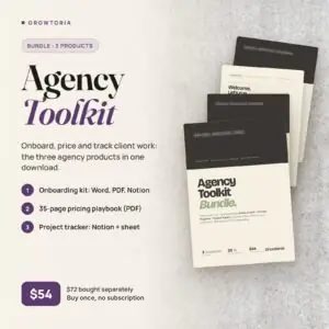 Agency Toolkit Bundle | Notion, PDF, Google Sheets (Onboarding, Pricing, Project Tools)