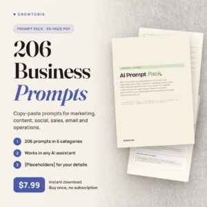 AI Prompt Pack for Small Business Marketing, Content, Sales (Editable PDF)