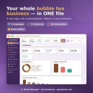 Bubble Tea & Boba Manager App | Drink Cost, Menu Pricing & Profit Calculator | Offline, No Subscription