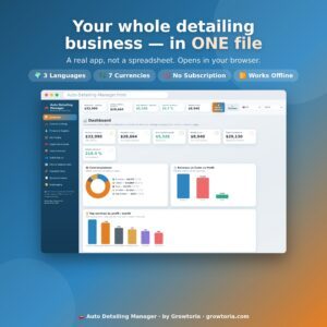 Car Detailing Manager App | Package Pricing, Cost & Profit Calculator + Invoices | Offline, No Subscription