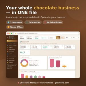 Chocolate & Candy Manager App | Recipe Cost, Pricing & Profit Calculator | Offline, No Subscription