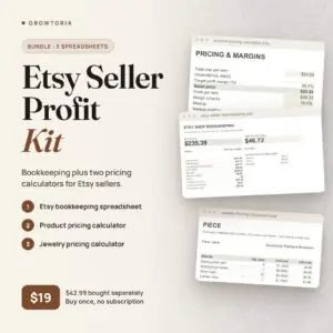 Etsy Seller Profit Kit | Bookkeeping + Product & Jewelry Pricing Spreadsheets (Google Sheets, Excel)