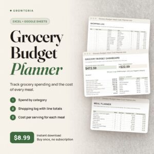 Grocery Budget & Meal Cost Planner | Google Sheets, Excel Spreadsheet