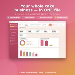 Home Bakery Manager App | Cake Pricing, Cost & Profit Calculator + Order Forms | Offline, No Subscription