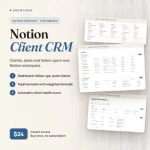 Notion CRM Template | Client Tracker & Sales Pipeline Dashboard | For Founders, Agencies, Freelancers