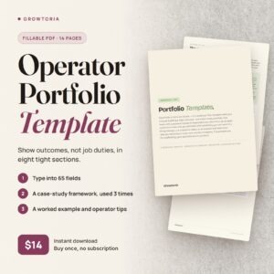 Operator Portfolio Template | Case Study Framework for Consultants, PMs (Editable PDF)