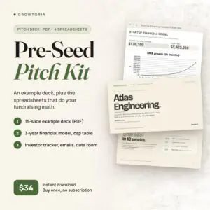 Pre-Seed Pitch Deck Example, Financial Model, Cap Table