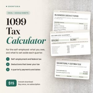 Self-Employed Tax Calculator | 1099 Quarterly Tax Spreadsheet (Google Sheets, Excel)